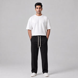 Men's black baggy trousers with relaxed casual fit l AH Urban Wear