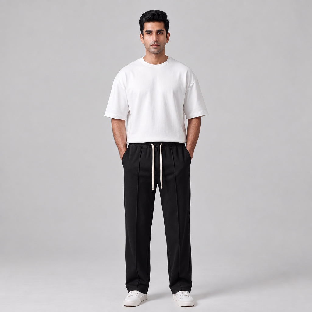 Men's black baggy trousers with relaxed casual fit l AH Urban Wear