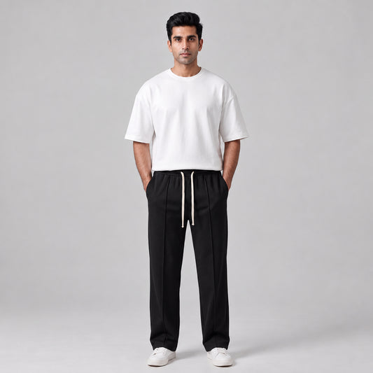 Men's black baggy trousers with relaxed casual fit l AH Urban Wear