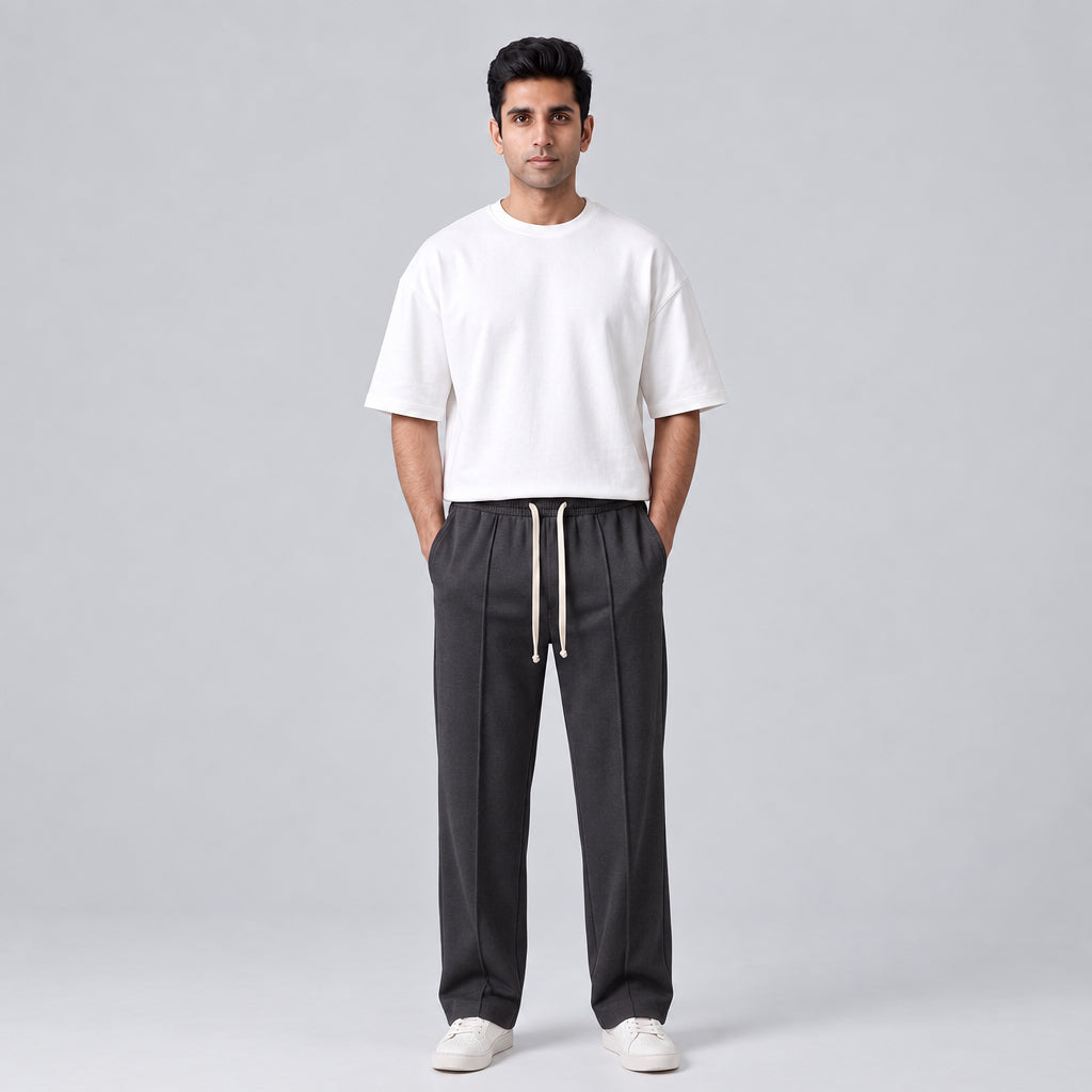Men's dark grey baggy trousers with relaxed casual fit l AH Urban Wear