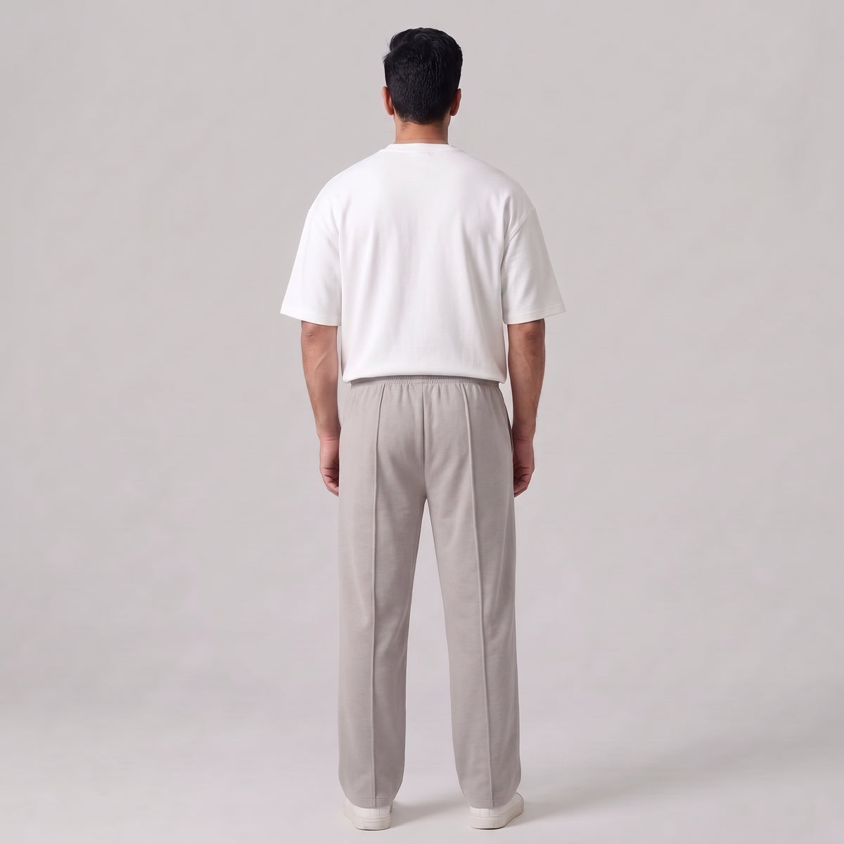 Men's black baggy trousers with relaxed casual fit back view l AH Urban Wear
