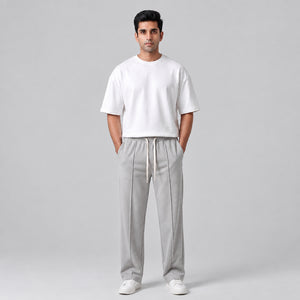 Men's light grey baggy trousers with relaxed casual fit l AH Urban Wear