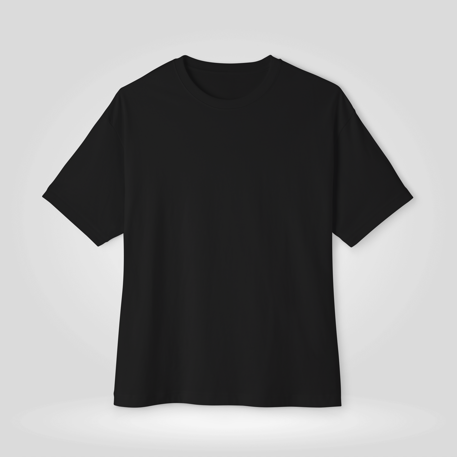 A plain black drop shoulder t-shirt centered on a light gray background | AH Urban Wear PK