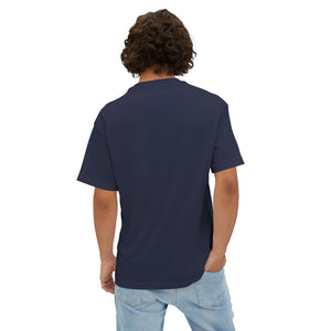 Person wearing a navy blue t-shirt on a white background l AH Urban Wear