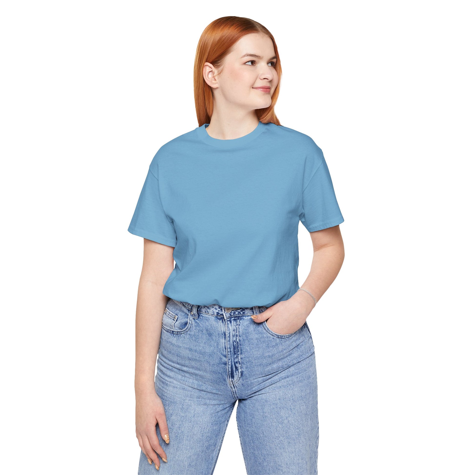 Women wearing a plain blue t-shirt with 'California' text on a white background | AH Urban Wear PK