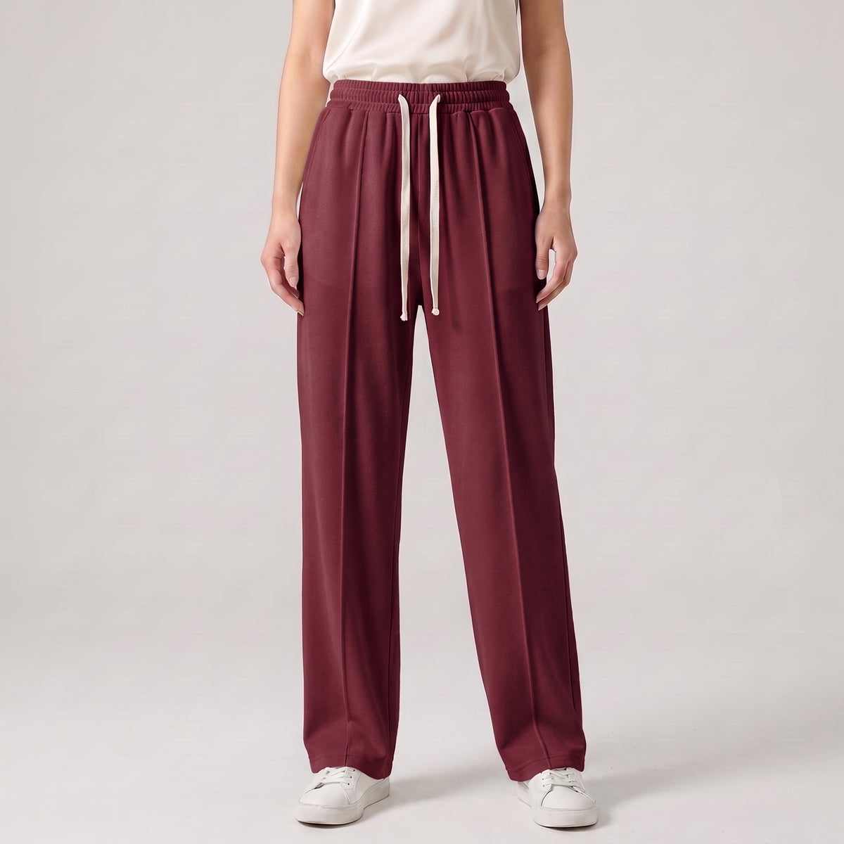 Women's Canvas Red Baggy Trousers