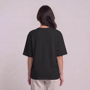 Women's black Boo! drop shoulder T-shirt with plain back l AH Urban Wear