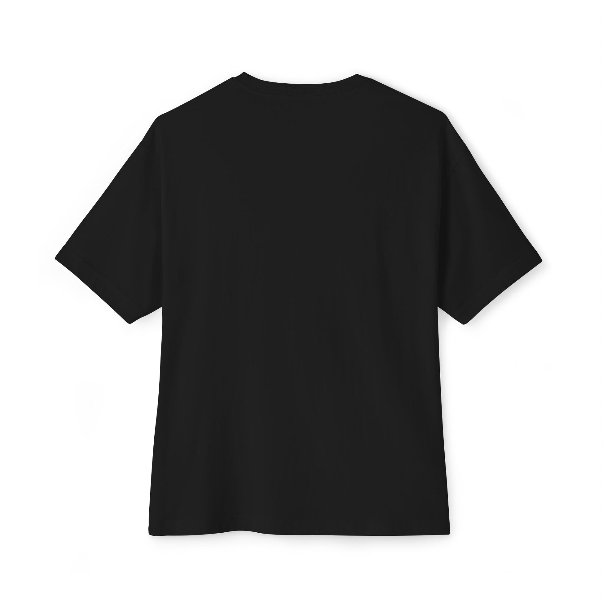 women black drop shoulder t-shirt with text on the back on a white background | AH Urban Wear PK
