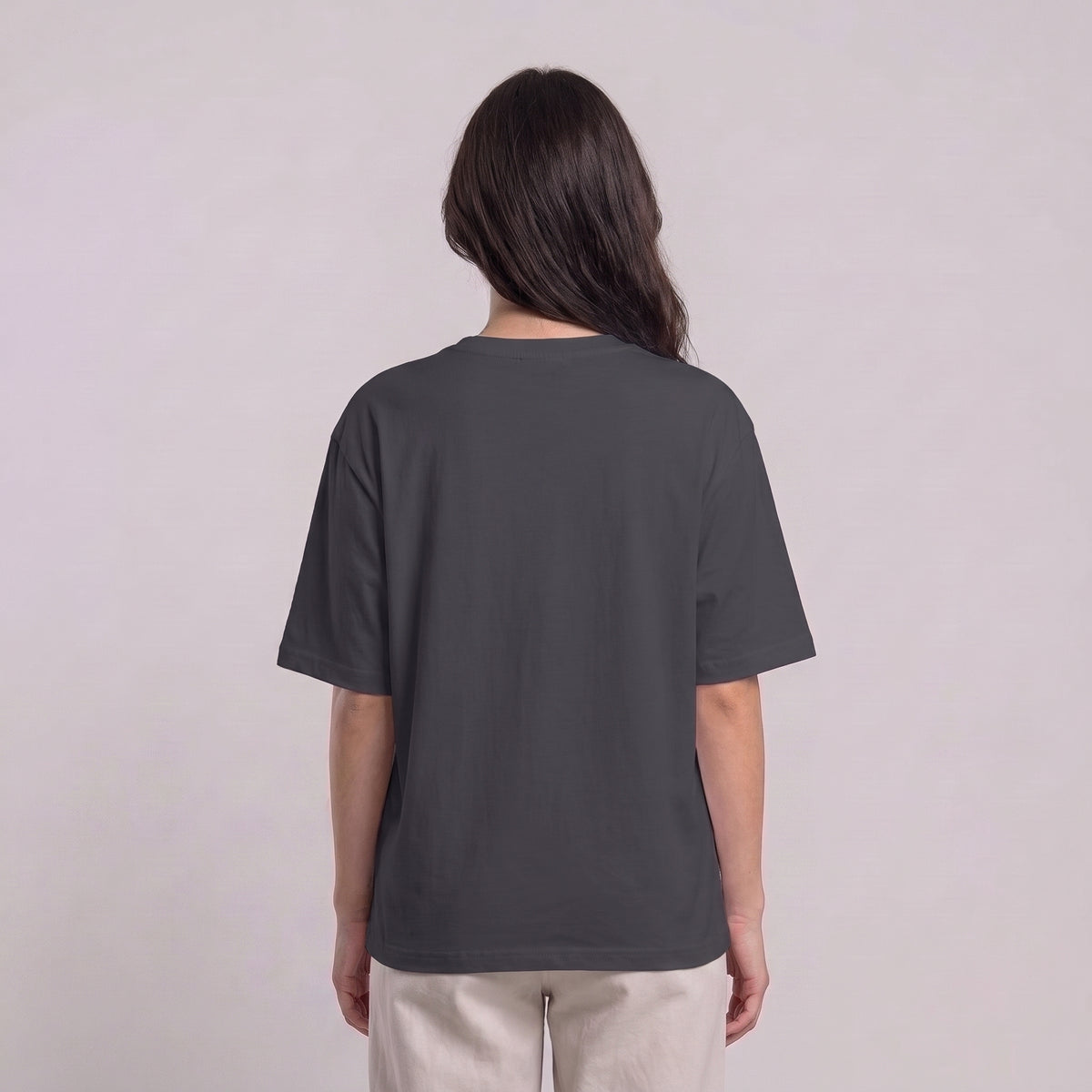 Women's dark grey Boo! drop shoulder T-shirt with plain back l AH Urban Wear