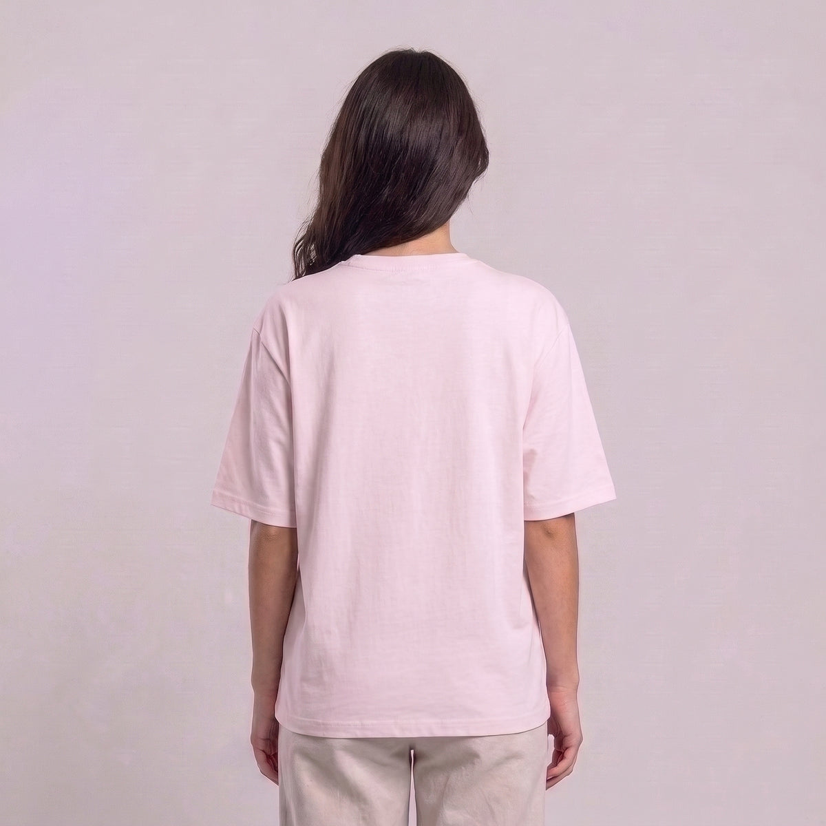 Women's light pink Boo! drop shoulder T-shirt with plain back l AH Urban Wear