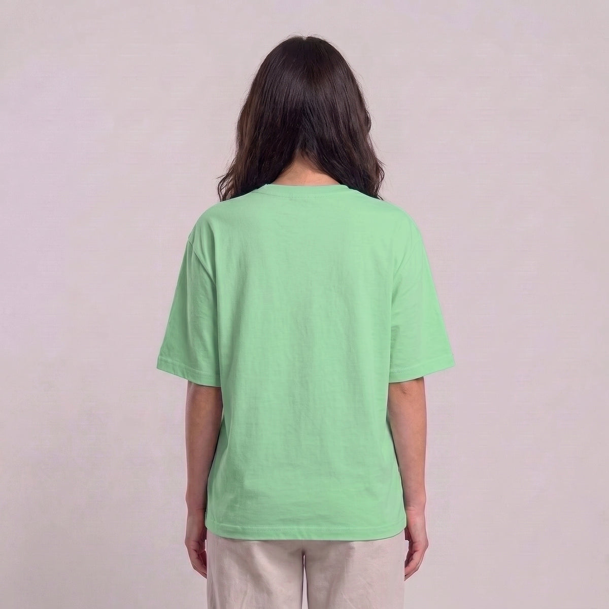 Women's mint green Boo! drop shoulder T-shirt with plain back l AH Urban Wear