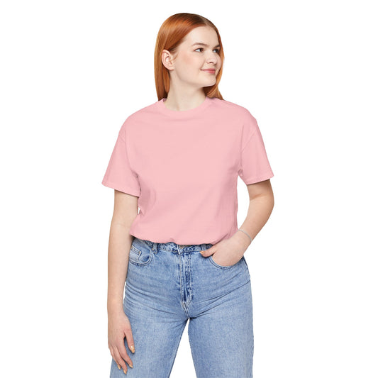 women wearing a plain pink t-shirt and blue jeans on a white background | AH Urban Wear PK